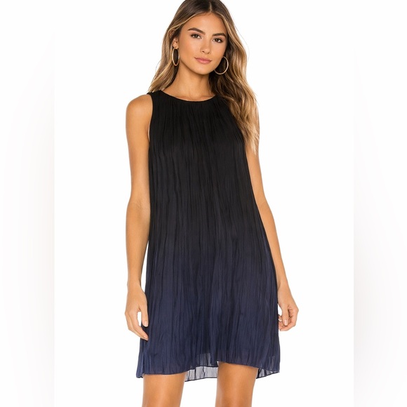 Mango Dresses & Skirts - Mango Sleeveless Mini Dress Black to Navy Ombré Pleated Shift Dress Size S